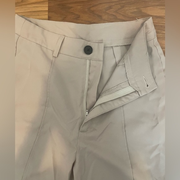 Khaki Petite Seam Detail Flare Leg Pants - Picture 7 of 9